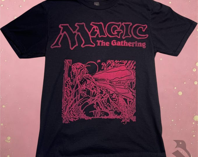 Magic the Gathering T-Shirt - Hand-Carved Pink Linoprint Design