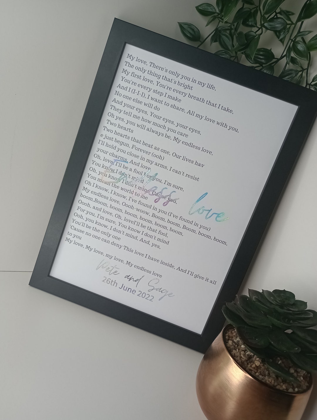 First Dance Song Lyrics Custom Foil Print First Dance Wedding Gift ...