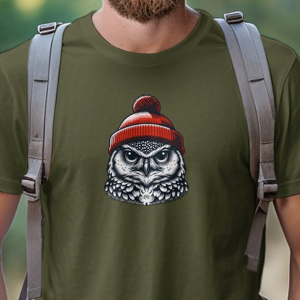 Hipster Owl Graphic T-Shirt, Unisex Casual wear, Unique Bird Design Tee, Artistic Fashion Top, Trendy Animal Print Shirt