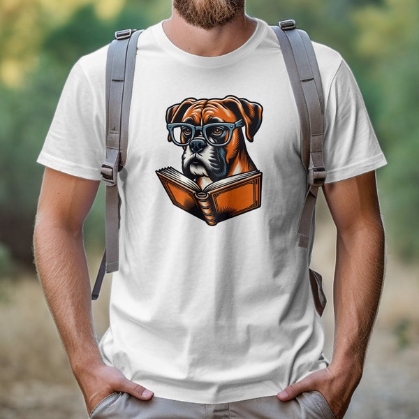 Unique Reading Boxer Graphic T-Shirt, Book Lover's Novelty Tee, Unisex Casual Wear, Boxing Enthusiast Gift