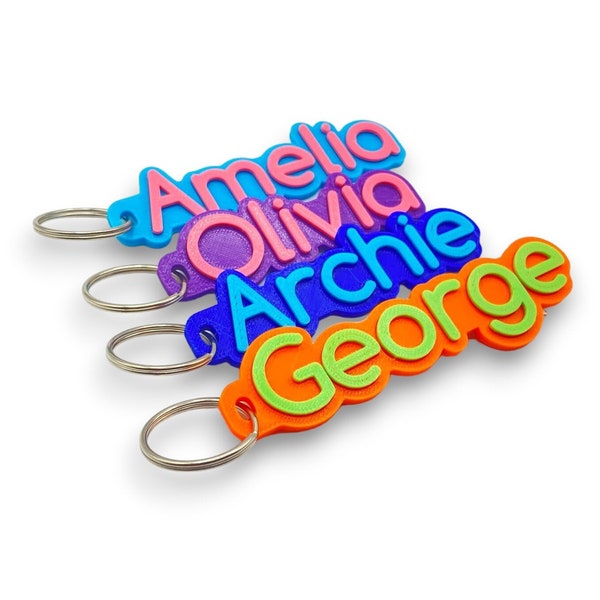 Keychain/Keyring - 3D Printed- Personalised- Gifts for Children - Gifts for Her - Gifts for Him - Party Bag Fillers - Name Tags - School Bag