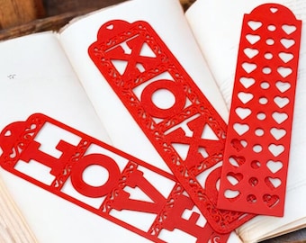 Valentines Day Bookmark - Cute Red Gifts for Her, Romantic Reading Accessories, Book Lovers' Must-Have