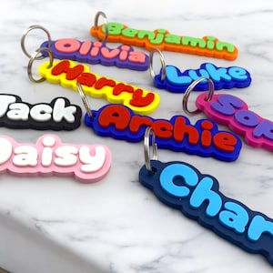 Porte-clés avec nom personnalisé - Cadeau imprimé en 3D personnalisé, pour enfants, étudiants, enseignants, cartables, bagages, bas de Noël, cadeaux