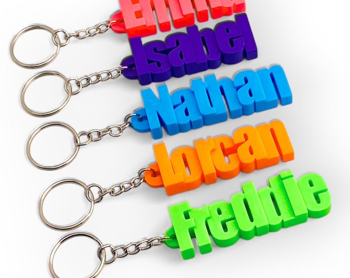 Keychain/Keyring - 3D Printed- Personalised- Gifts for Children - Gifts for Her - Gifts for Him - Party Bag Fillers - Name Tags - School Bag