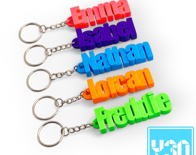 Keychain – Personalized 3D Printed Name Tags for Kids, Gifts for Her & Him, Party Favors, School Bag Tags, Christmas Fillers
