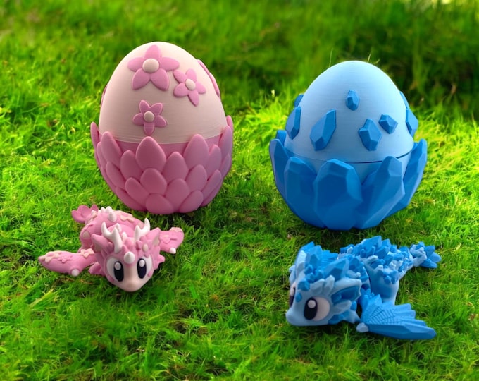Mini 3D Printed Dragon & Egg | Personalized Fantasy Gift | Articulated Baby Dragon Surprise | Unique Easter Toy | Mythical Collectible