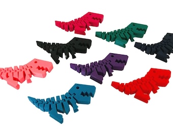 Flexi Rex / Flex Dino - Fidget Keyring - Keychain - Gift 3D Printed - Under 5 Pounds - Party Filler - Stress Reliever - Sensory Toy, Fiddler