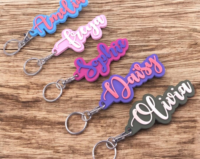 Personalised 3D Printed Name Keychain – Custom Gift, Party Favours, Stocking Fillers