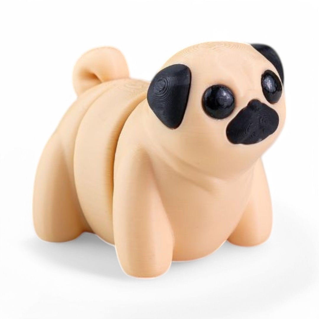 Cute Flexi Fidget Toy - Pug Dog 3D Printed Articulated Figure - Eco ...