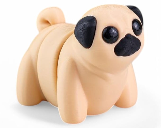 Cute Flexi Fidget Toy - Pug Dog 3D Printed Articulated Figure - Eco-Friendly Yorkshire Craft - Perfect Stress Reliever & Gift