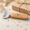 Personalised Wooden Bottle Opener Birthday Gift for Him, Custom Engraved Opener