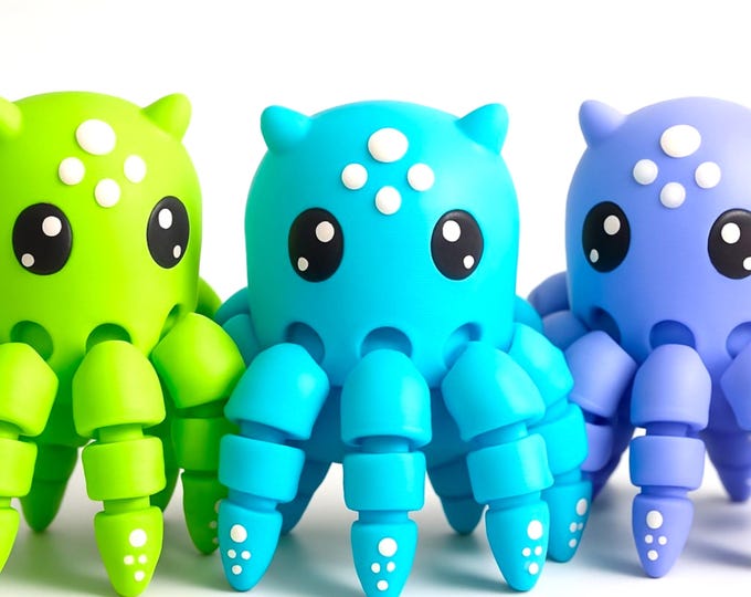 3D Printed Articulated Octopus Toy Fidget Octopus Desk Decor Sensory Gift byYorkshire3D UK