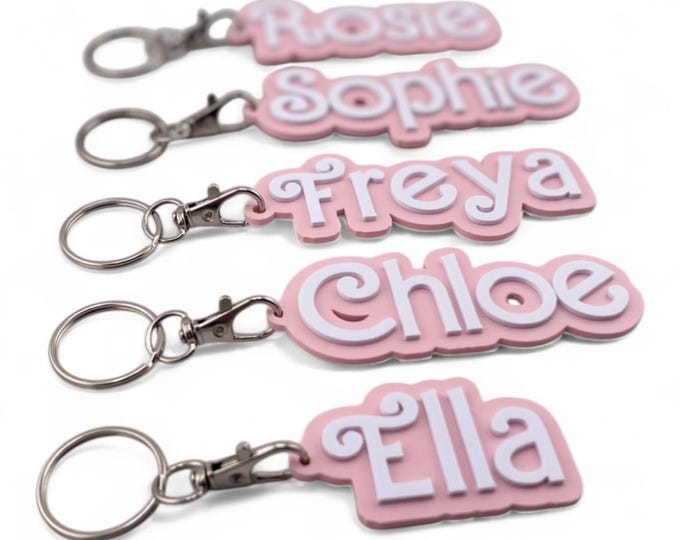 Personalised Name Keychain - Custom 3D Printed Gift, For Kids, Students, Teachers, School Bags, Luggage, Stocking Fillers, Party Favours