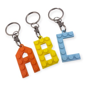 Llavero con letras de bloques de construcción impreso en 3D personalizado: regalo de Reino Unido personalizado, colorido y ecológico, de la A a la Z, para niños y adultos