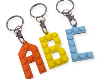 Personalized 3D Printed Building Block Letter Keyring: Eco-Friendly Gift