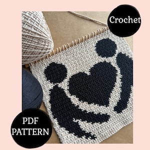 CROCHET PATTERN, United in Love, Heart Wall hanging, Tapestry wall art, tapestry crochet pattern, PDF