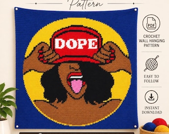 Dope and Unbothered | Bold Black Woman Crochet Wall Art Pattern | Tapestry Pattern