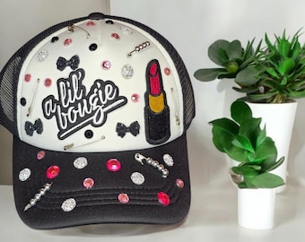 Custom A lil Bougie OES Cap - White A Lil Bougie Trucker Hat - Etsy main image 4