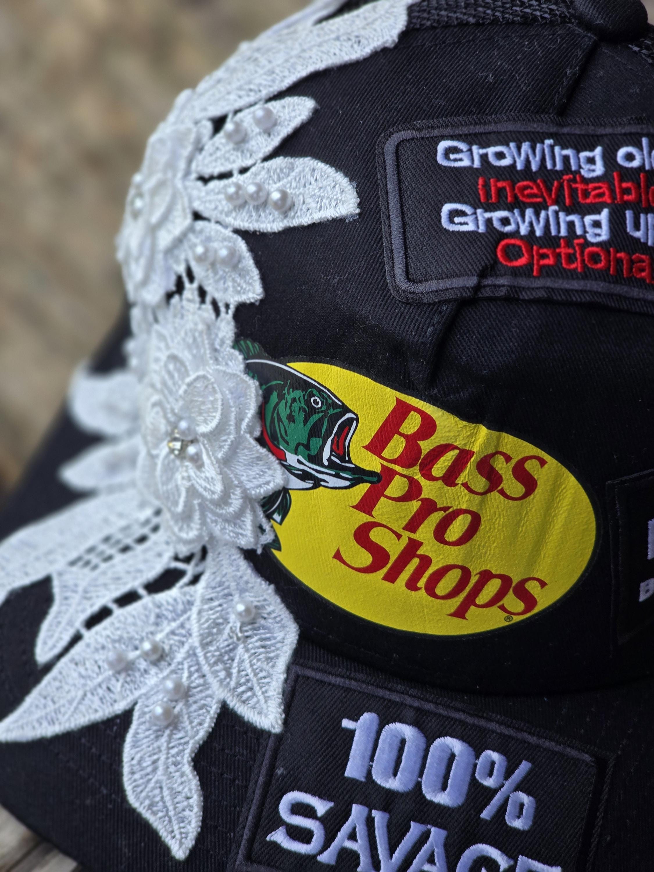 Bass Pro Shops Black and Silver Hat with Ornate Embellishments Bedazzled Bass Pro Shop Hat - Etsy main image 2