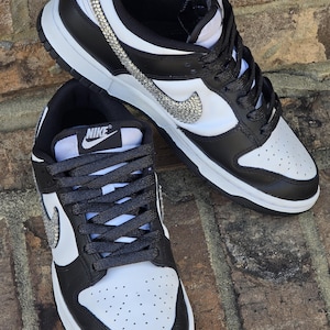 Custom Bedazzled Black White Dunks