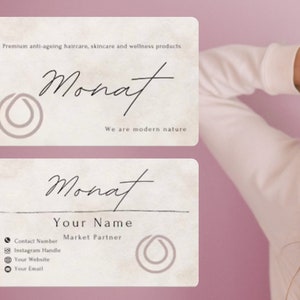 PLANTILLA de tarjeta de visita Monat, tarjeta de socio de mercado Monat, tarjeta de visita Monat, totalmente editable en Canva, tarjeta de visita DFY, solo archivo digital