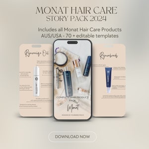 Monat Instagram Stories - 2024 Latest Monat Haircare Product Pack - Canva Editable Templates - Instagram Templates - Monat Templates Beige