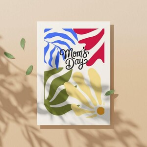 Cartão minimalista para o Dia das Mães com flores – Cartão estético para impressão para a mãe | Download instantâneo | Cartão Digital A6 PDF | JPG