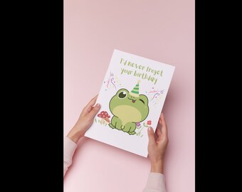 Cute Frog Happy Birthday Card Digital Download | Humour | Cheeky | Funny Gift For Boyfriend, Girlfriend, Husband - Her or Him