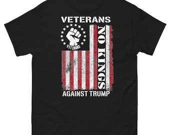 Veterans Against Trump Shirt | No Kings American Flag Design | Anti Trump Veteran Apparel | Patriotic Resist Tee | Pro Democracy Gift
