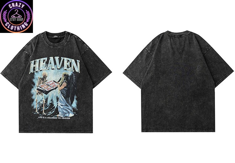 Heaven Print T-shirt, Grunge Distressed High Street Shirt