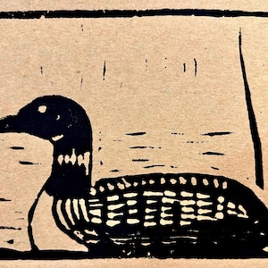 Loon Original Linocut Block Print