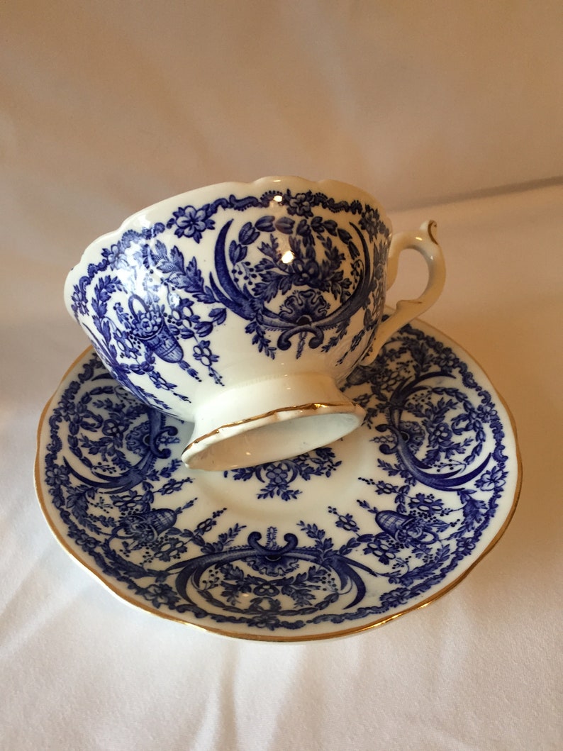 Coalport England Bone China Teacup and Saucer Cobalt Blue & Etsy