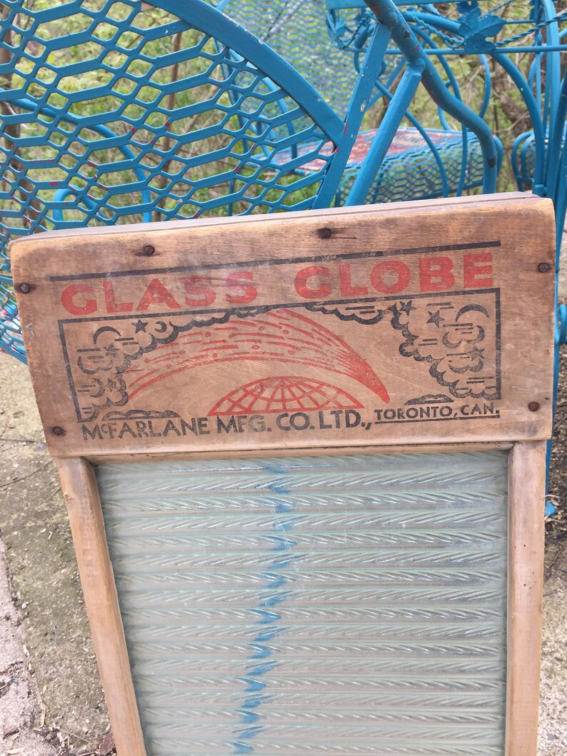 Antique Primitive Washboard Scrub Board Glass Globe McFarlane Etsy