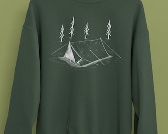 Camping Tent Illustration Sweatshirt: Cozy Outdoor Adventure Hoodie