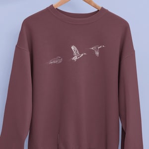 Duck Trio Sweatshirt, Flying Duck Crewneck, Nature Lover Gift, Wildlife Graphic Sweater, Bird Watching Pullover