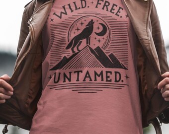 Wolf Howling Moon T-Shirt: Wild Free Untamed Graphic Tee