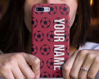Personalized Soccer Ball Pattern iPhone Case: Custom Name Gift