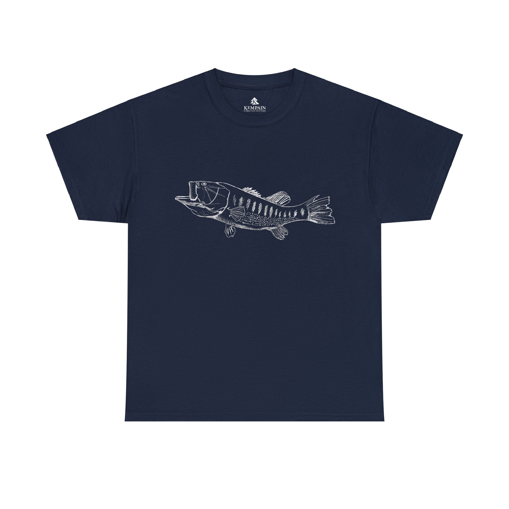 T-shirt Homme Pêche – Cadeau Pêcheur, Achigan Grande Bouche, Gildan 5000, Coton, Taille Régulière
