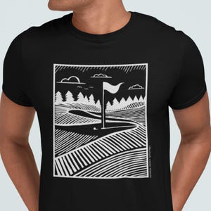 Geometric Golf Green T-Shirt: Modern Golf Lover Tee
