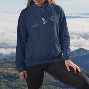 Flying Duck Trio Hoodie: Nature Graphic Pullover