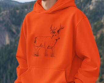Moletom com capuz laranja Whitetail Deer Hunter, moletom de caça de outono, vestuário para vida selvagem ao ar livre,