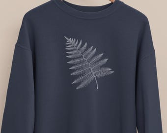 Sudadera con helecho ilustrado: cuello redondo botánico acogedor