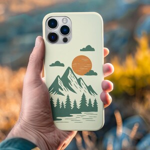 Custodia per telefono Pine Tree Mountain Sunrise / Protezione resistente ispirata alla natura per iPhone e Samsung