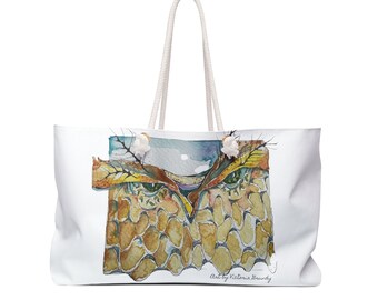 Watercolor Owl Weekender Tote Bag, Large Travel Bag