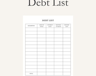 Debt Tracker Printable Debt Payment Tracker Digital Debt Breakdown Debt Pay Off Tracker Debt List Debt Repayment Plan Debt Financial Tracker