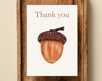 Acorn Thank You Card Minimalist Printable Card Thanks Card Modern Card for Boss Card for Teacher Gift Digital Card Thank You Card Elegant