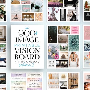 Immagini di Vision Board stampabili BUNDLE Download digitale Manifesta felicità Affermazioni positive minimaliste Citazioni PDF per donne Volume 2