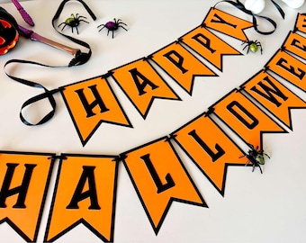 Halloween Banner, Halloween Mantel Decor, Spooky Season Banner, Happy Halloween Garland, Fall Mantel Decor, Halloween Party Decorations
