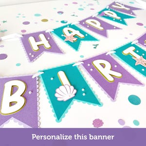 Mermaid Birthday Decor, Personalized Mermaid Birthday Banner, Under the Sea Party Theme