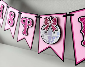 Disco Cowgirl Bachelorette Party Bridal Banner, Last Rodeo Western Party Banner, Pink and Glitter Birthday Party Decor, Bride to Be Sign